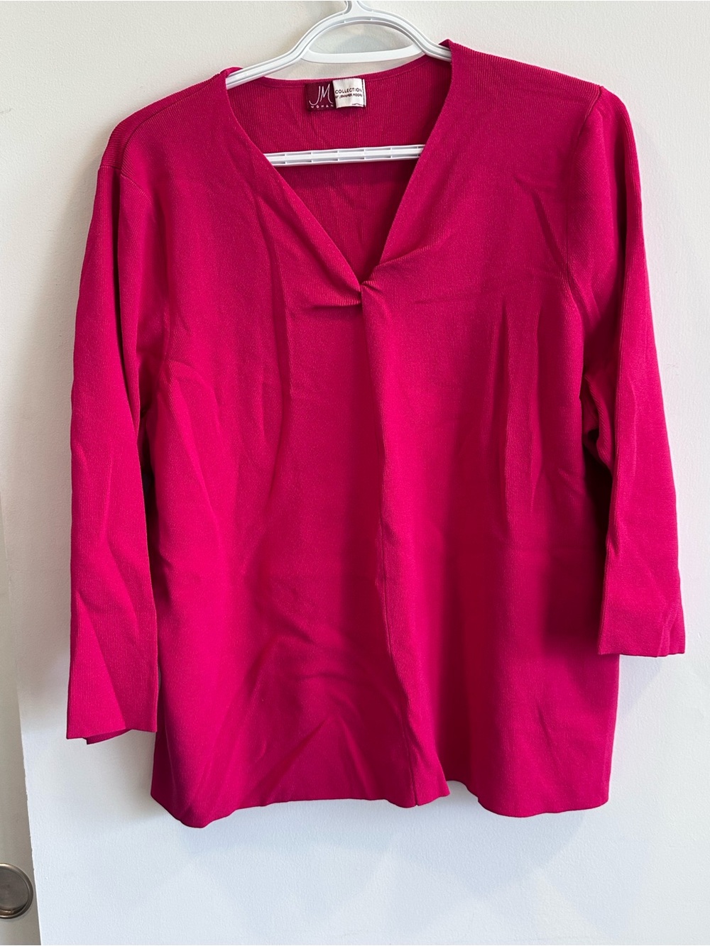 JM Collection Bright Fuchsia V-Neck Tunic Top